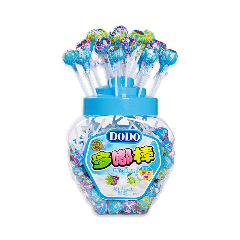 徐福记DODO酸奶味棒棒糖罐装972g约108支混合桶装奖励儿童节礼物