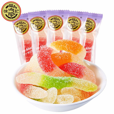 徐福记果汁橡皮糖 蚯蚓形500g（约35根） 毛毛虫果汁软糖儿童糖果