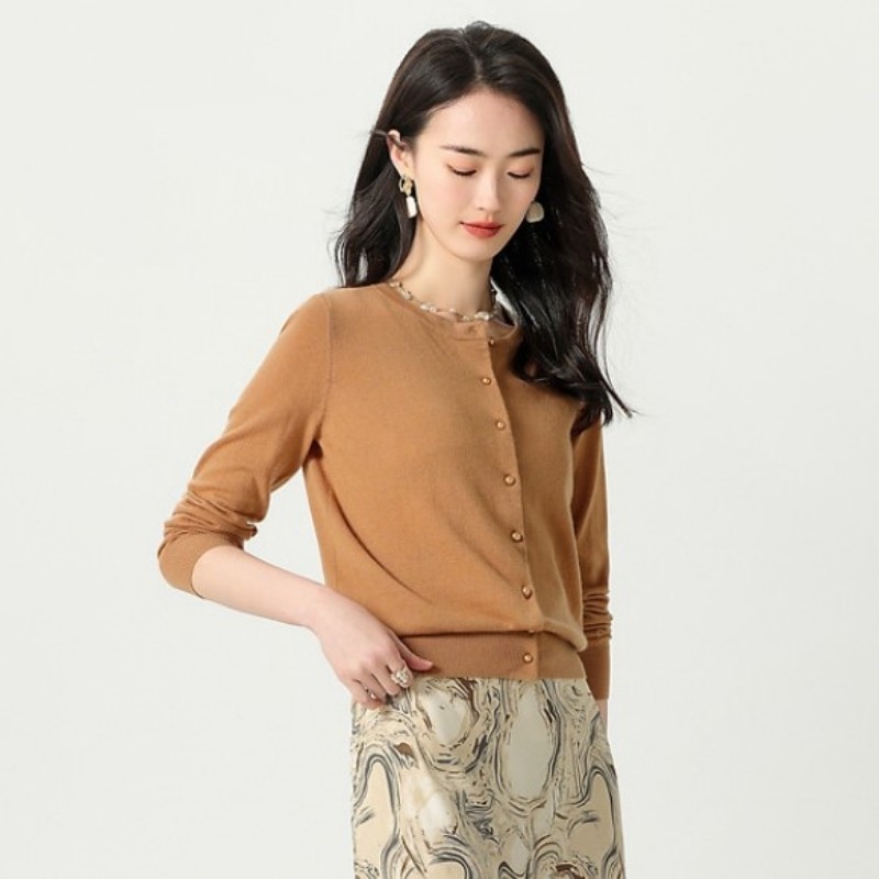 羊毛衫女2023春秋新款100纯羊毛开衫外搭通勤宽松圆领打底衫上衣,女装/女士精品,毛针织衫,淘宝优惠券,粉丝福利购,淘宝优惠卷