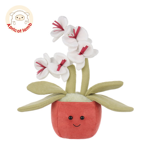 Apricot lamb白色蝴蝶兰盆栽玩偶睡觉抱公仔毛绒玩具生日礼物女生