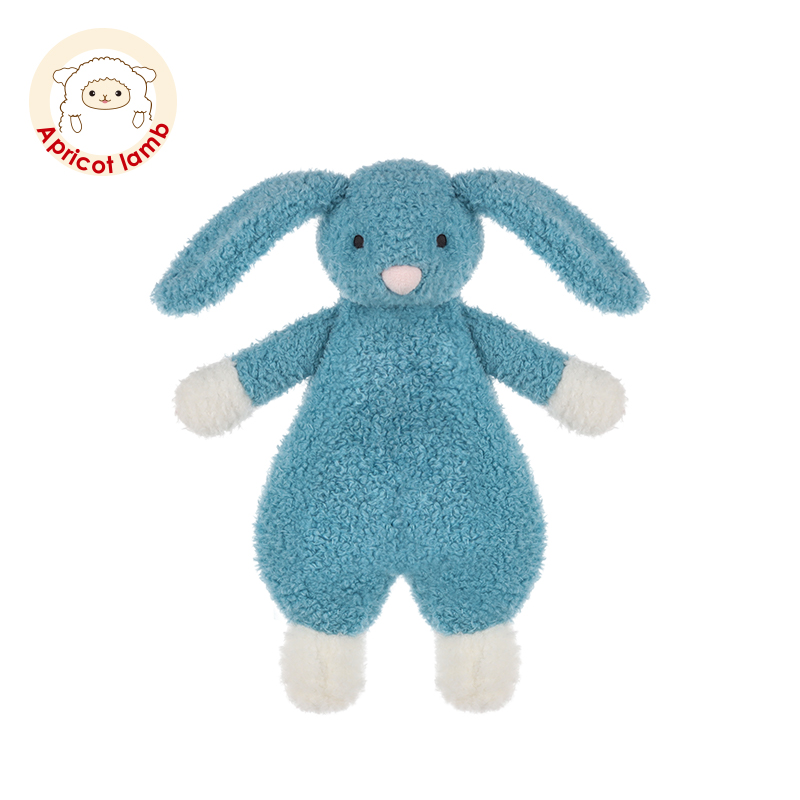 Apricot Lamb蓝色人形小兔安抚巾婴儿可入口宝宝睡眠安抚毛绒玩具