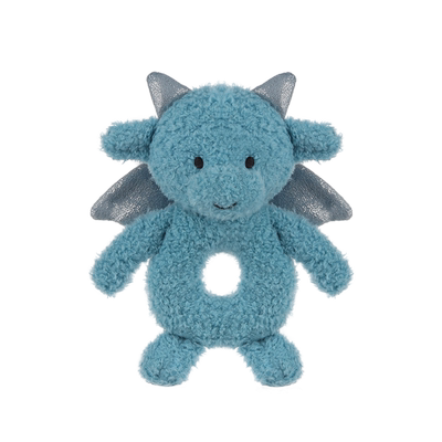 Apricot Lamb宝石蓝小龙摇铃婴儿手握训练毛绒公仔宝宝手抓玩具