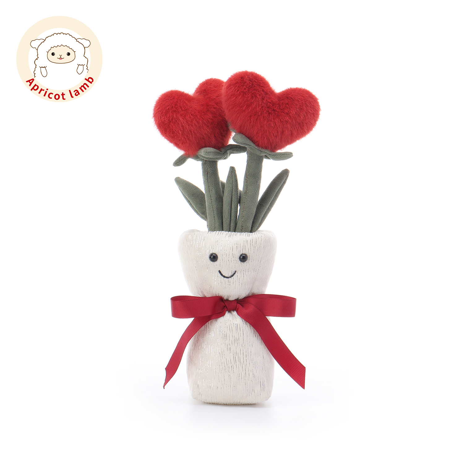 瑞可羊爱心花瓶毛绒玩具安抚娃娃