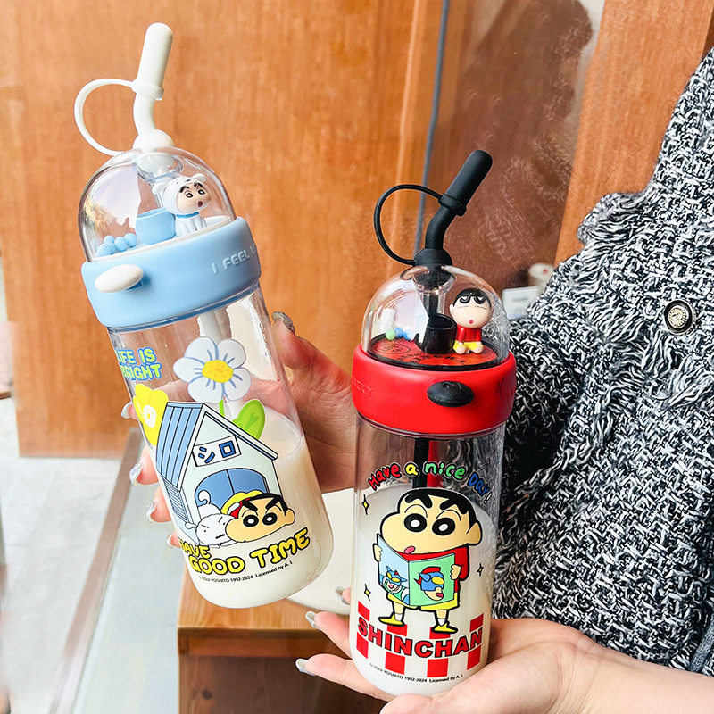 蜡笔小新儿童水杯可爱女生高颜值tritan母婴级吸管塑料杯子大容量,餐饮具,随手杯,淘宝优惠券,粉丝福利购,淘宝优惠卷