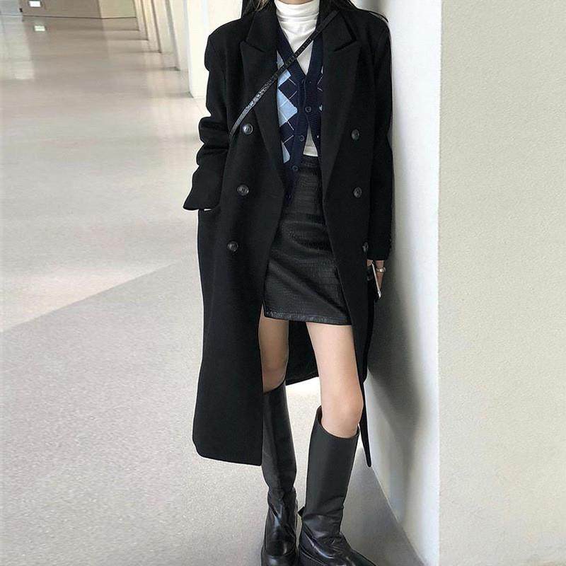 黑色毛呢外套女2025年秋冬新款韩版过膝赫本风呢子大衣中长款加厚,女装/女士精品,毛呢外套,淘宝优惠券,粉丝福利购,淘宝优惠卷