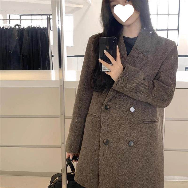 西装毛呢大衣女2025秋冬新款感赫本风小个子加厚毛呢子外套女