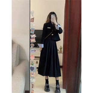 早秋季2025年新款法式富家千金连衣裙子女秋装长裙设计感两件套装