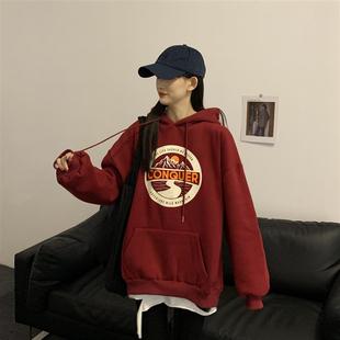 日系oversize卫衣女冬ins宽松韩版bf慵懒风加绒加厚chic港味上衣