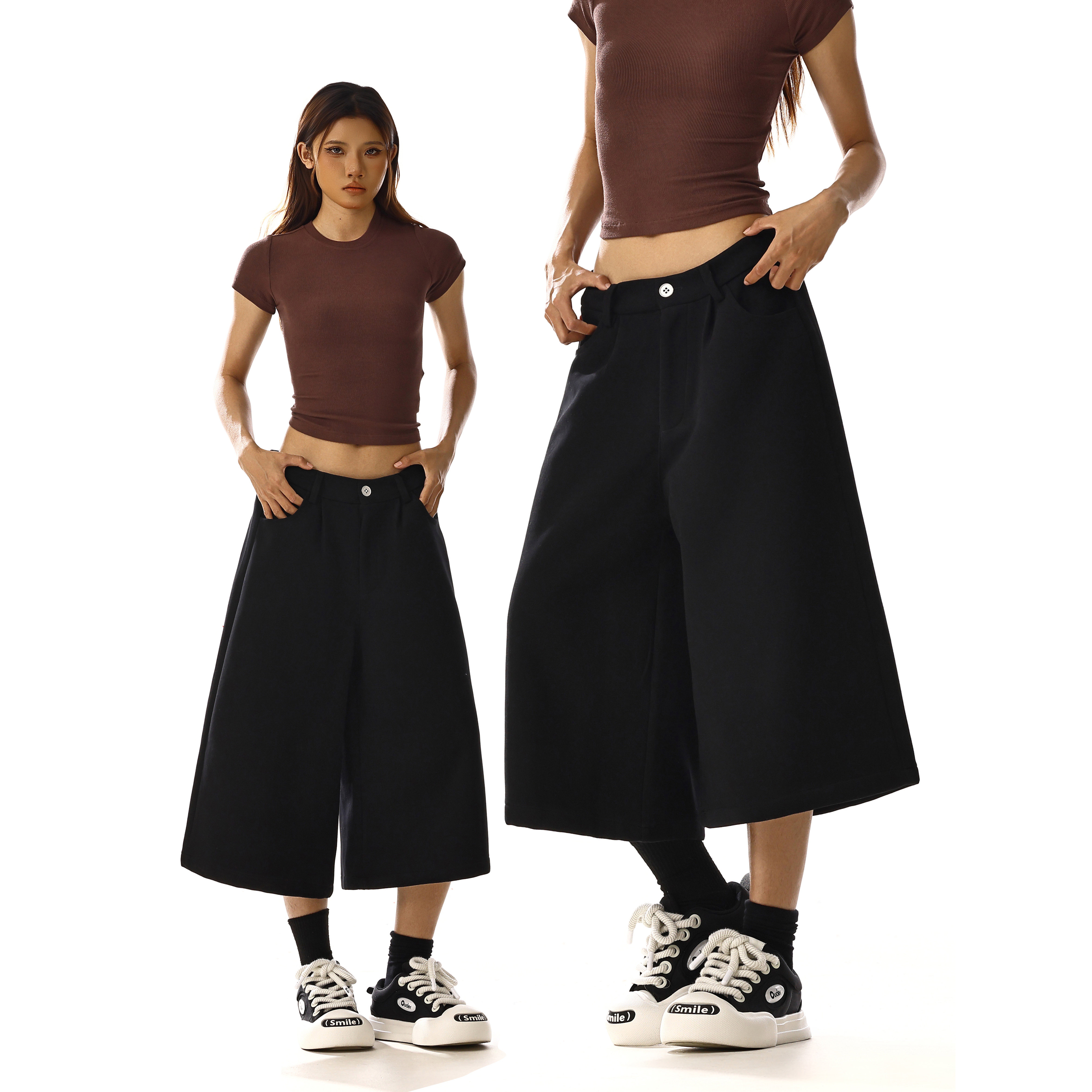 美式复古简约高级感西裤男女夏季新款宽松显瘦百搭休闲短裤七分裤,女装/女士精品,休闲裤,淘宝优惠券,粉丝福利购,淘宝优惠卷