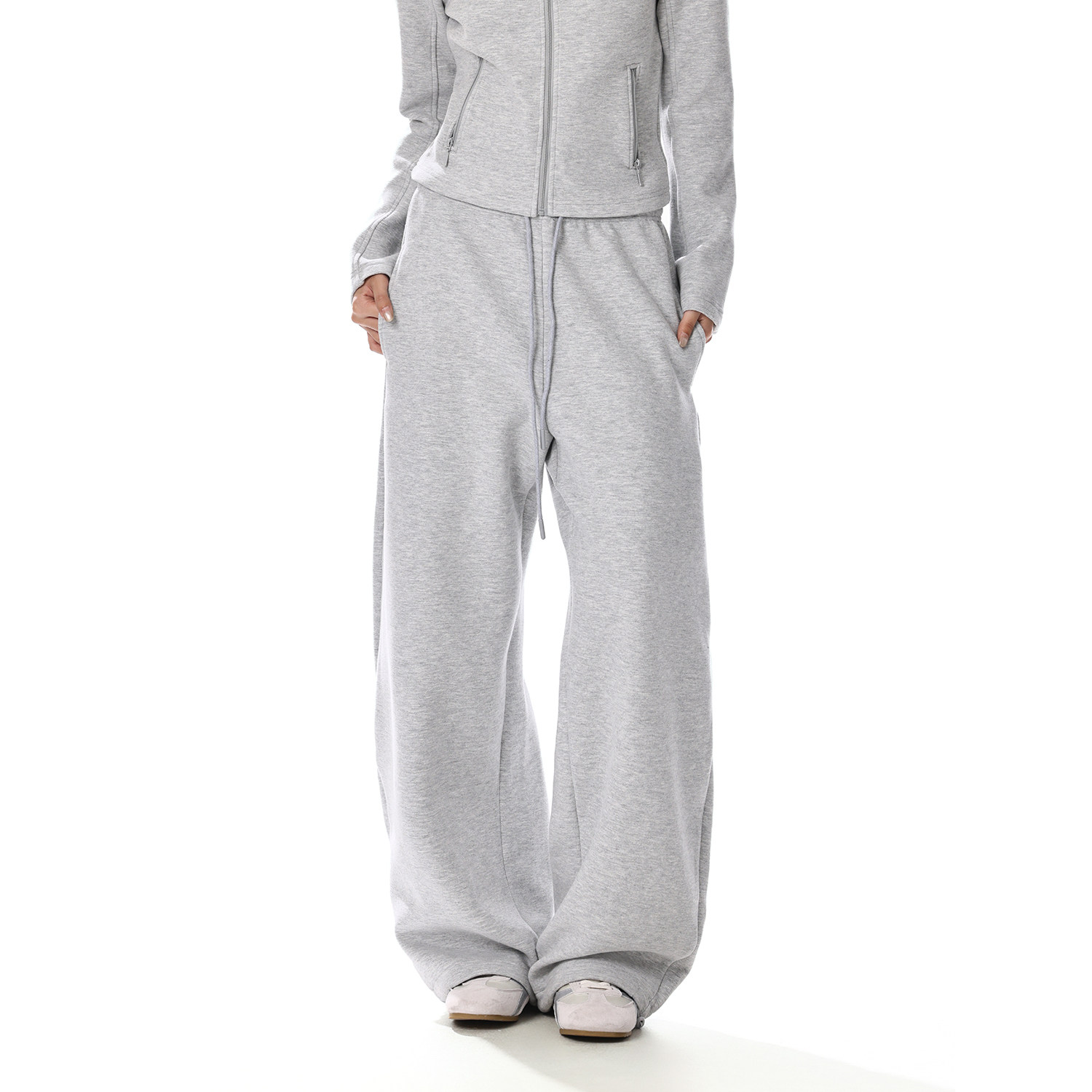 美式复古灰色抽绳宽松直筒卫裤女阔腿百搭显瘦休闲运动裤拖地裤子,女装/女士精品,休闲裤,淘宝优惠券,粉丝福利购,淘宝优惠卷