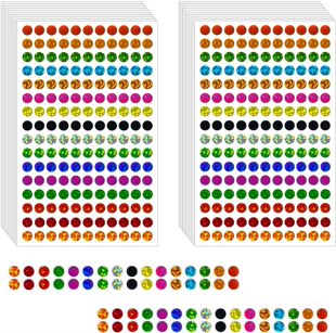 1760贴/包镭射彩色小圆点标签贴纸0.6cm不干胶闪亮装饰礼物贴