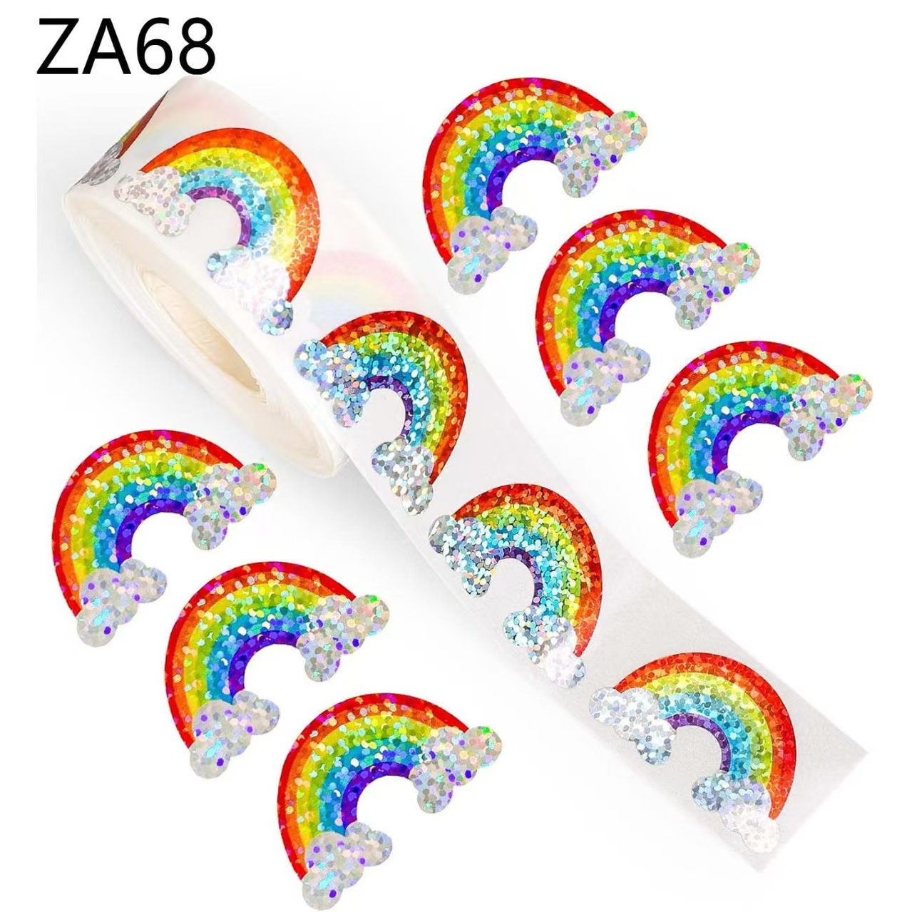 500贴/卷卷装彩虹镭射标签贴纸