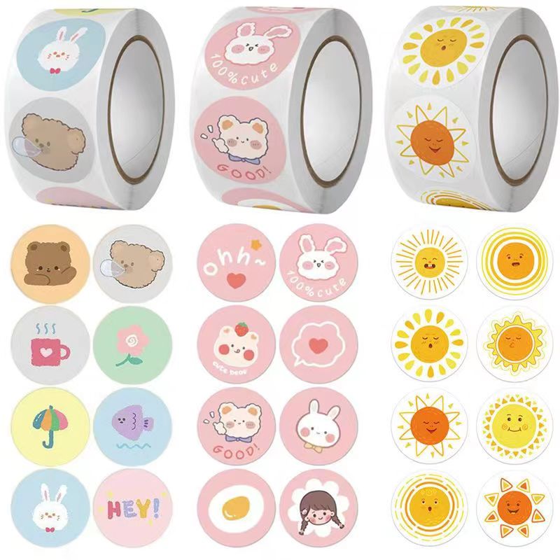 卡通可爱小熊贴纸礼物封口贴圆形