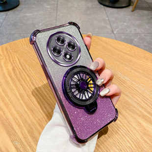 OPPOReno12F手机壳新款时尚闪粉适用reno12pro创意磁吸旋转陀螺支架解压高级感全包超薄reno12气囊防摔保护套