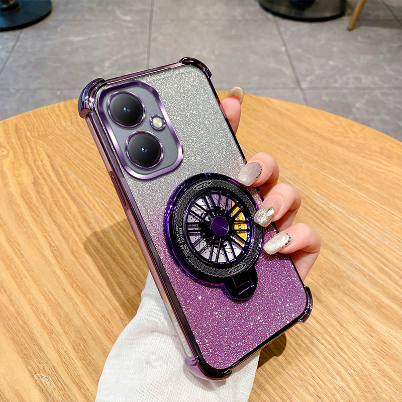 vivoY35+手机壳新款闪粉时尚软壳适用vivoY35M+磁吸旋转陀螺支架解压高级感全包创意超薄Y274G气囊防摔保护套