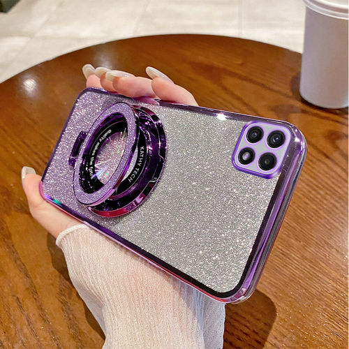 三星A22手机壳新款磁吸支架A22渐变闪粉5g电镀透明4g保护套适用Galaxy全包防摔个性高端创意高级感时尚女外壳