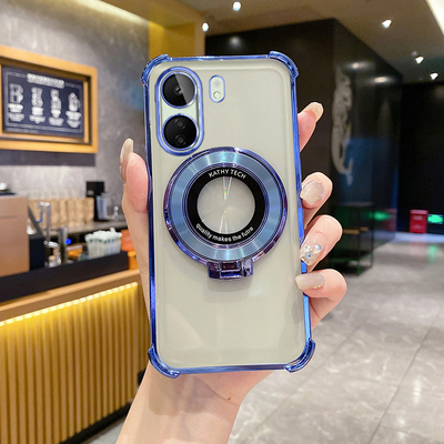 红米13C手机壳气囊四角防摔电镀软壳时尚4G适用redmi13C高端创意磁吸支架红米13R新款超薄奢华简约全包保护套