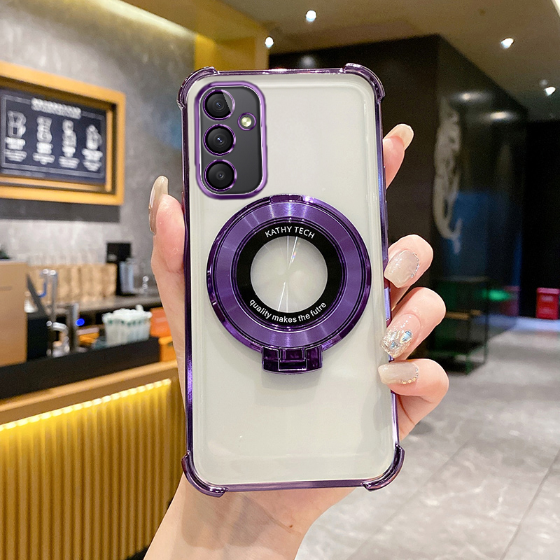 三星A35手机壳气囊防摔软壳时尚适用GalaxyA35高端创意磁吸支架新款5G超薄透明简约SamsungA35硅胶全包保护套