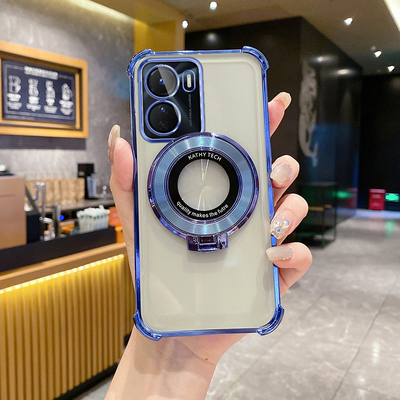 vivoY16手机壳气囊四角防摔软壳时尚适用vivoy35高端创意磁吸支架Y56新款超薄奢华简约iqooZ7i透明全包保护套