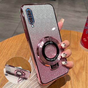 三星A50新款手机壳高端渐变闪粉时尚适用SamsungA50s硅胶磁吸支架全包超薄透明软壳Galaxya30s防摔奢华保护套