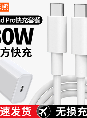 适用2021新款iPad Pro充电器平板12.9英寸双type-c接口2020Air4苹果mini6电脑pd30w充电头快充正品2018数据线