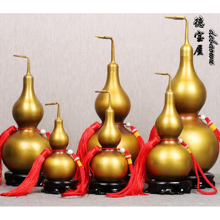 2025黄铜葫芦纯铜光面摆件开口空心八卦挂件现代家居桌面简约小大
