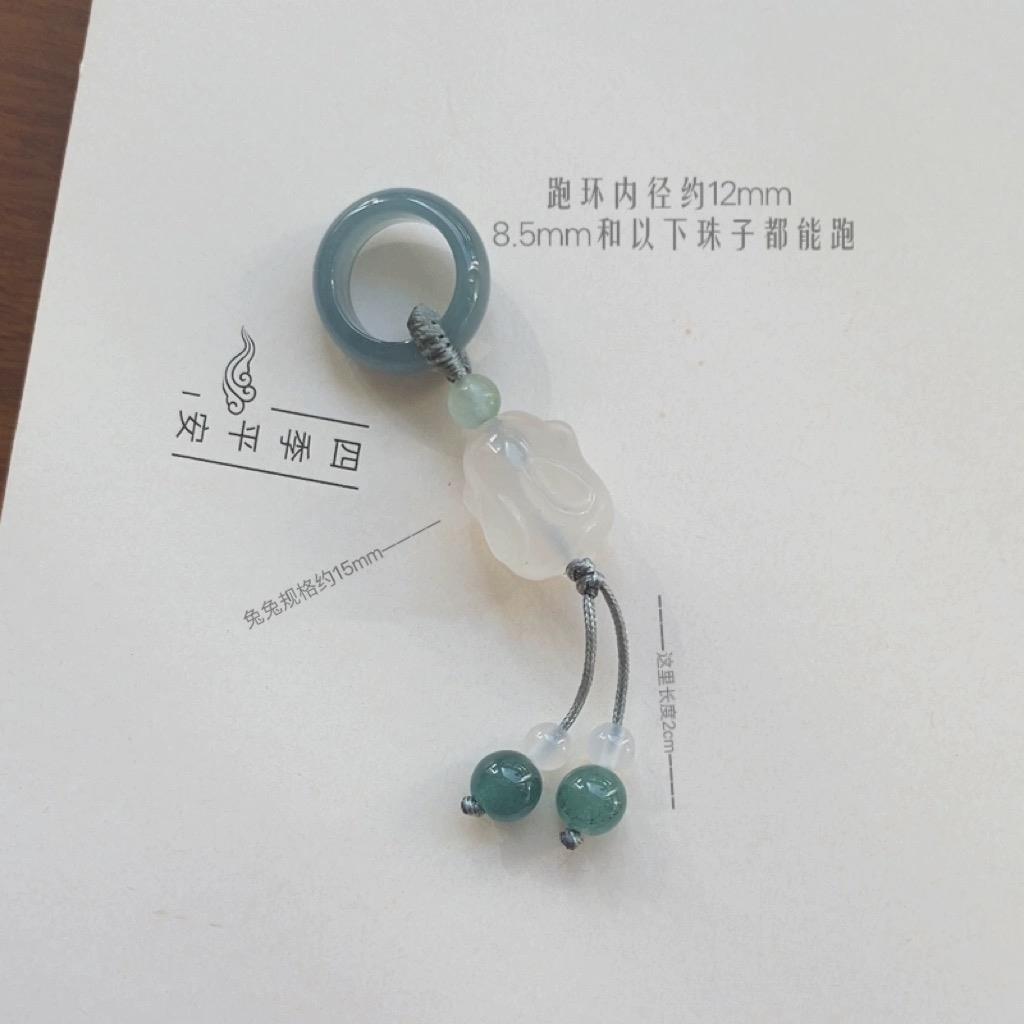 2025天然翡翠跑环手持DIY配件手捻手串文玩吊饰 和田玉手工配饰小