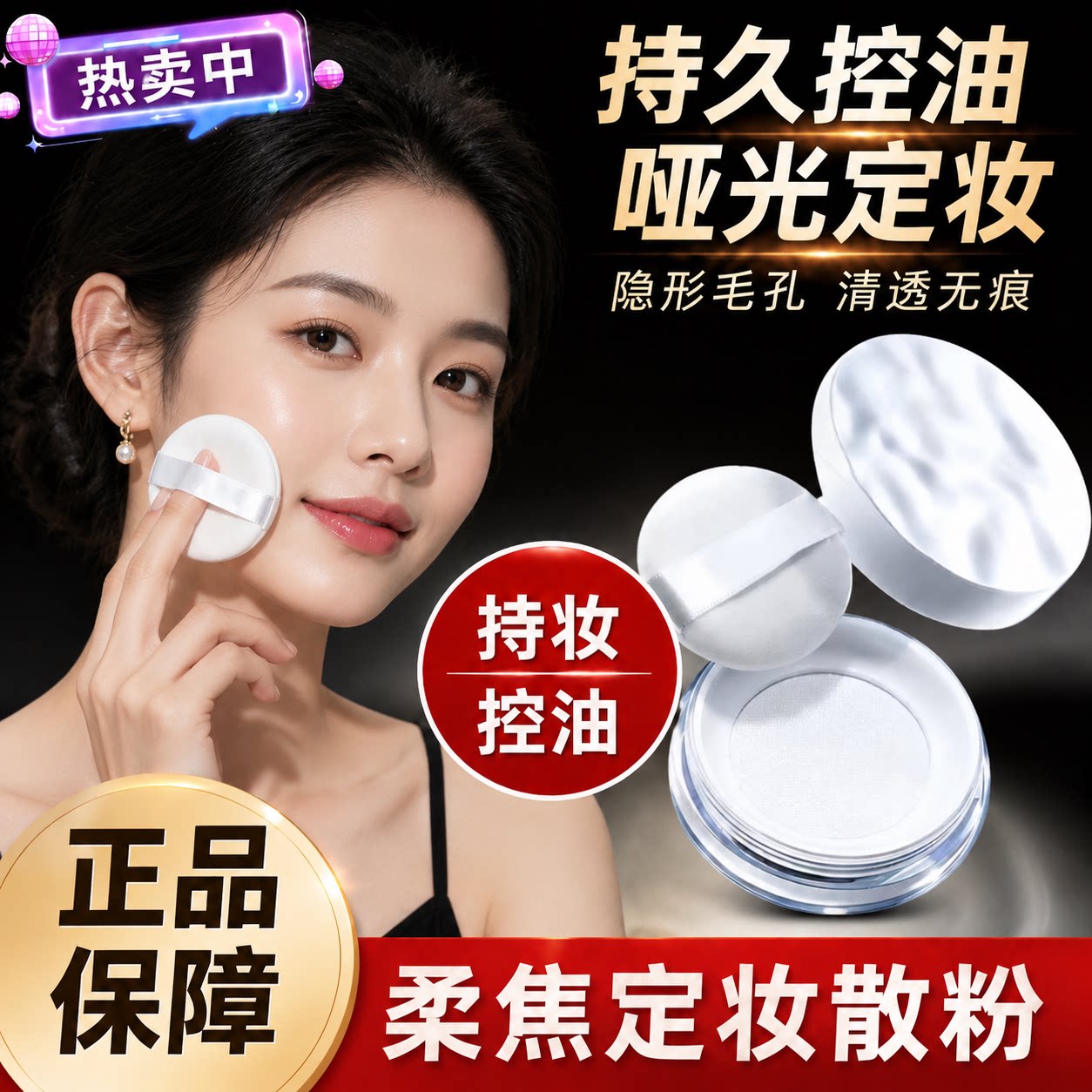 正品【明星同款】波浪云雾水散粉无痕定妆粉控油磨皮24小时持妆隐
