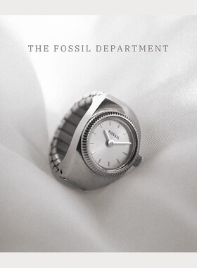 代购Fossil化石戒指表女士石英不锈钢两针指环表迷你表盘时尚气质