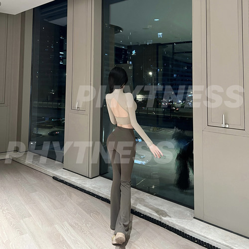 PHYTNESS 2025新款运动裤设计感高腰百搭塑形磨毛微喇裤