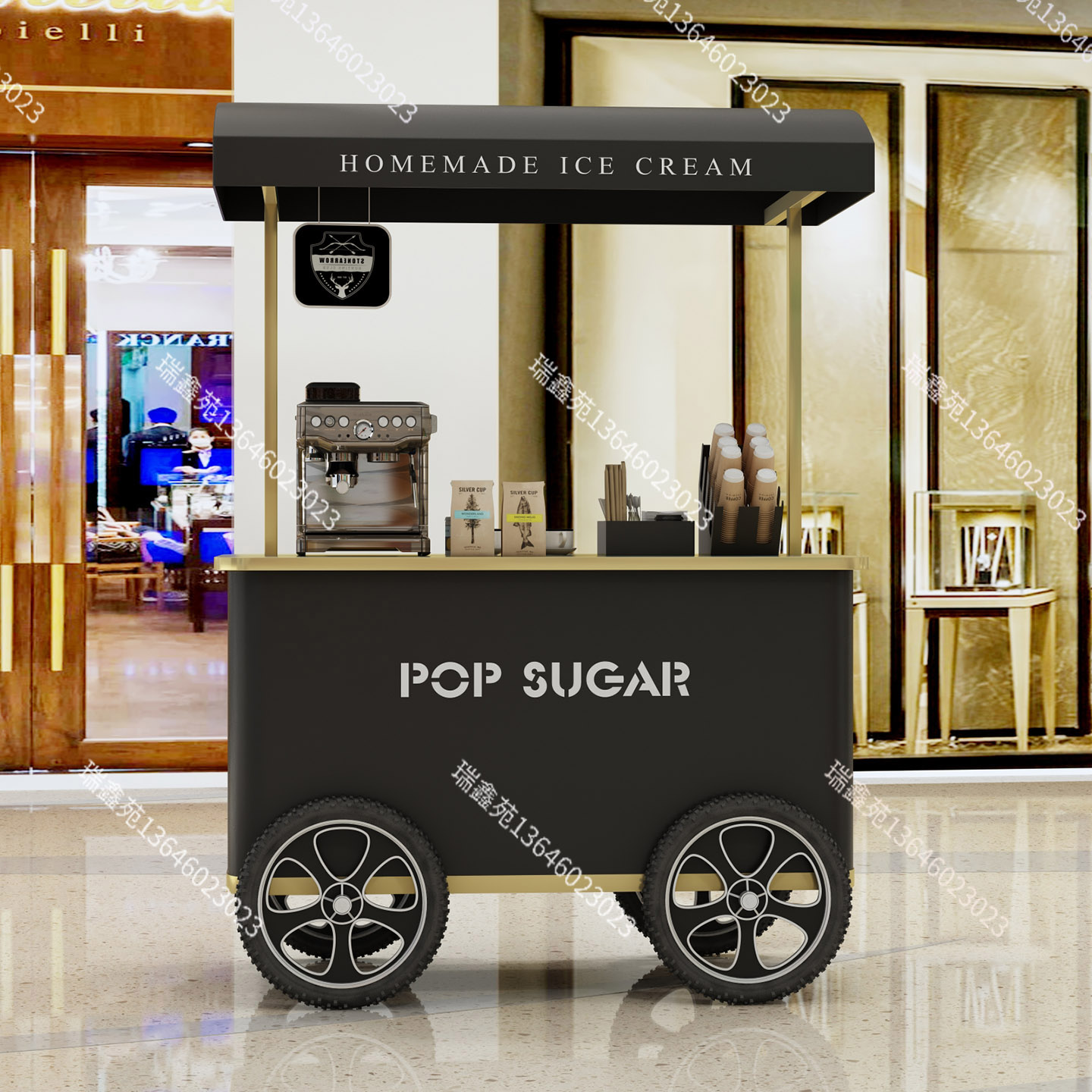 商场咖啡车面包奶茶蛋糕摆摊车