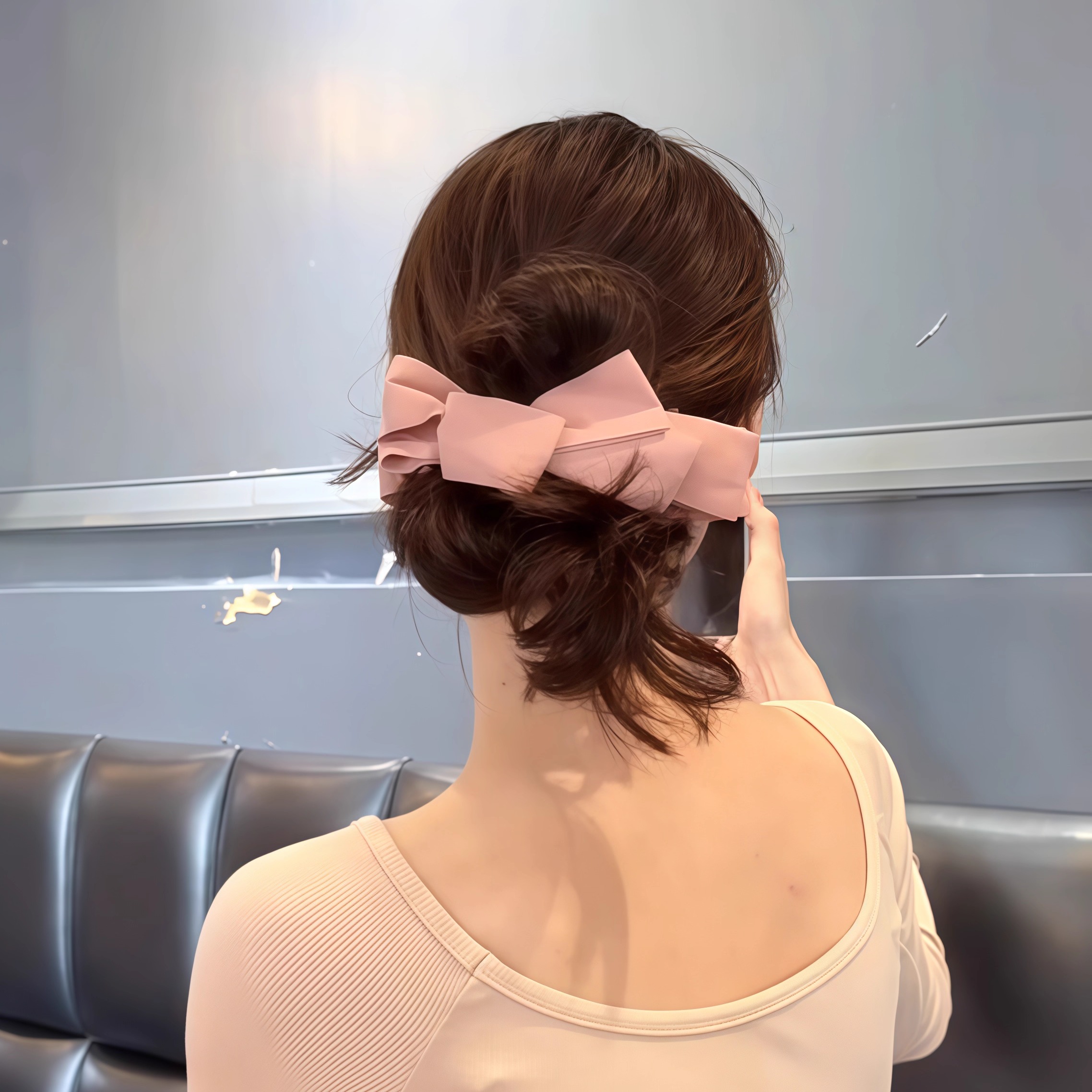 韩系蝴蝶结香蕉夹后脑勺竖夹