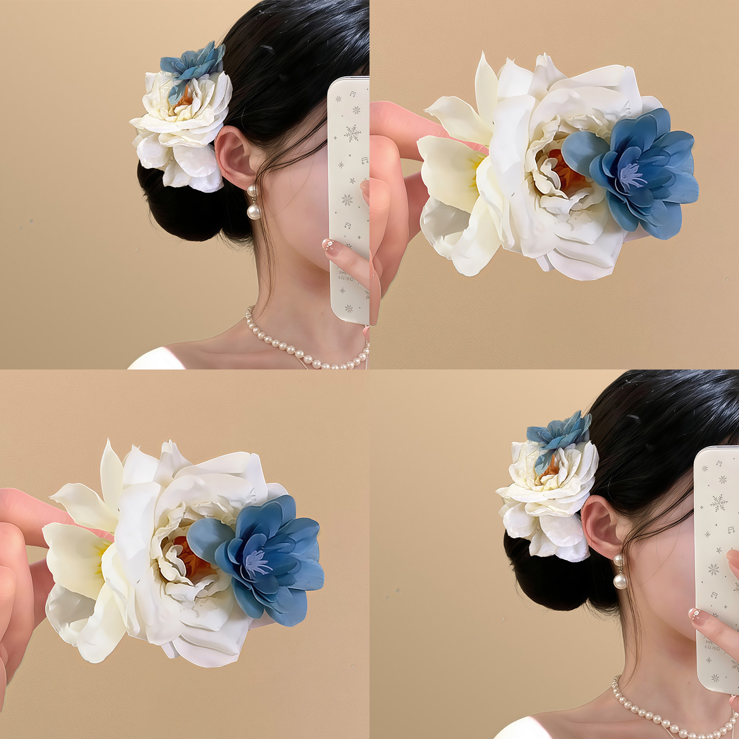 蓝色鸢尾花~甜美白色花朵发卡