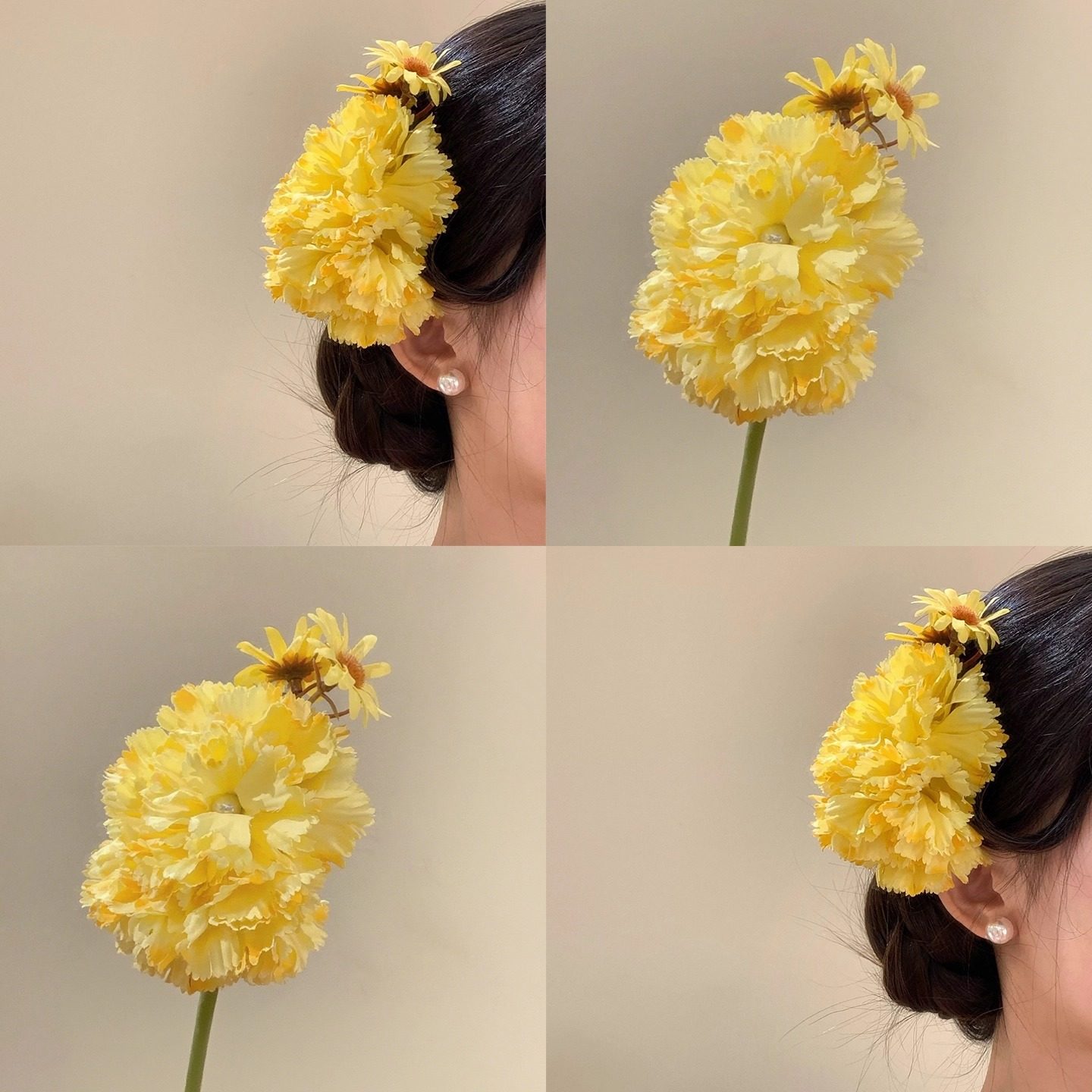 夏日香薰!明媚黄色雏菊花朵发夹