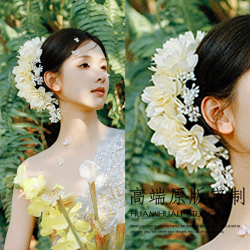 陈都灵同款花朵头花仿真花朵发饰
