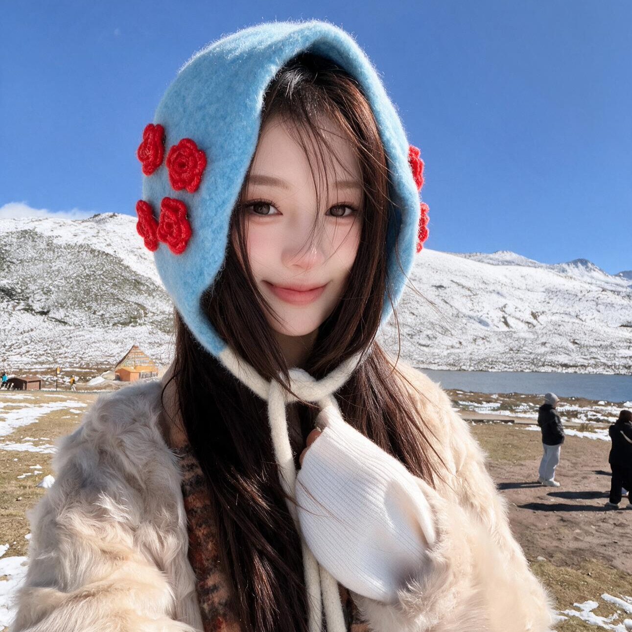 川西旅行甜美蓝色耳包