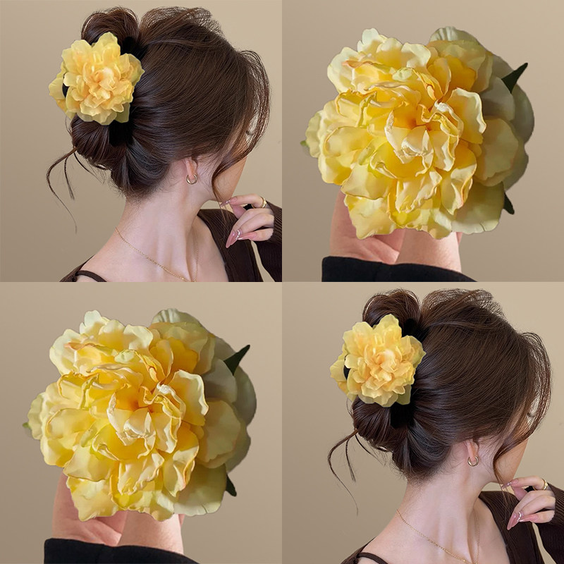 月光漫步~黄玫瑰花朵抓夹仿真花朵牡丹花朵发夹度假风旅行鲨鱼夹,户外/登山/野营/旅行用品,旅行发卡,淘宝优惠券,粉丝福利购,淘宝优惠卷