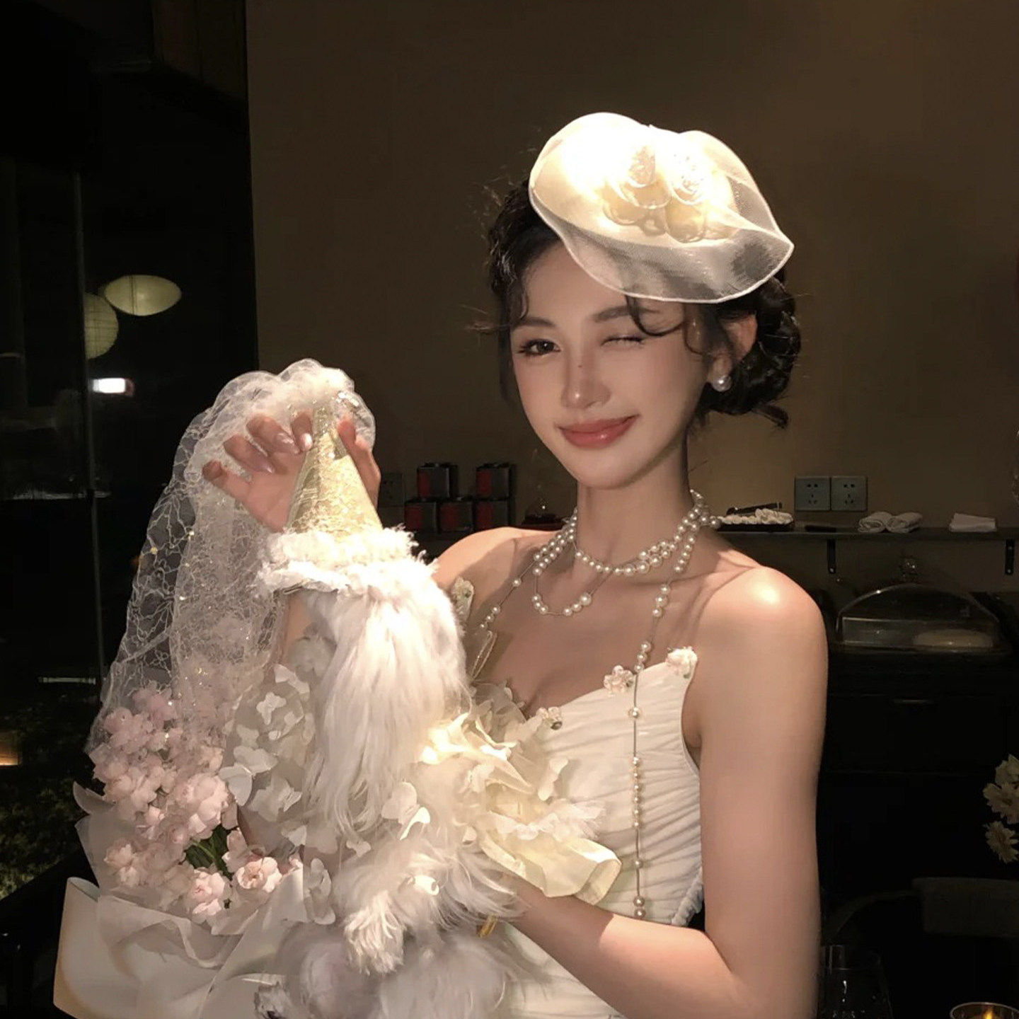 法式赫本风千金大小姐礼帽发饰