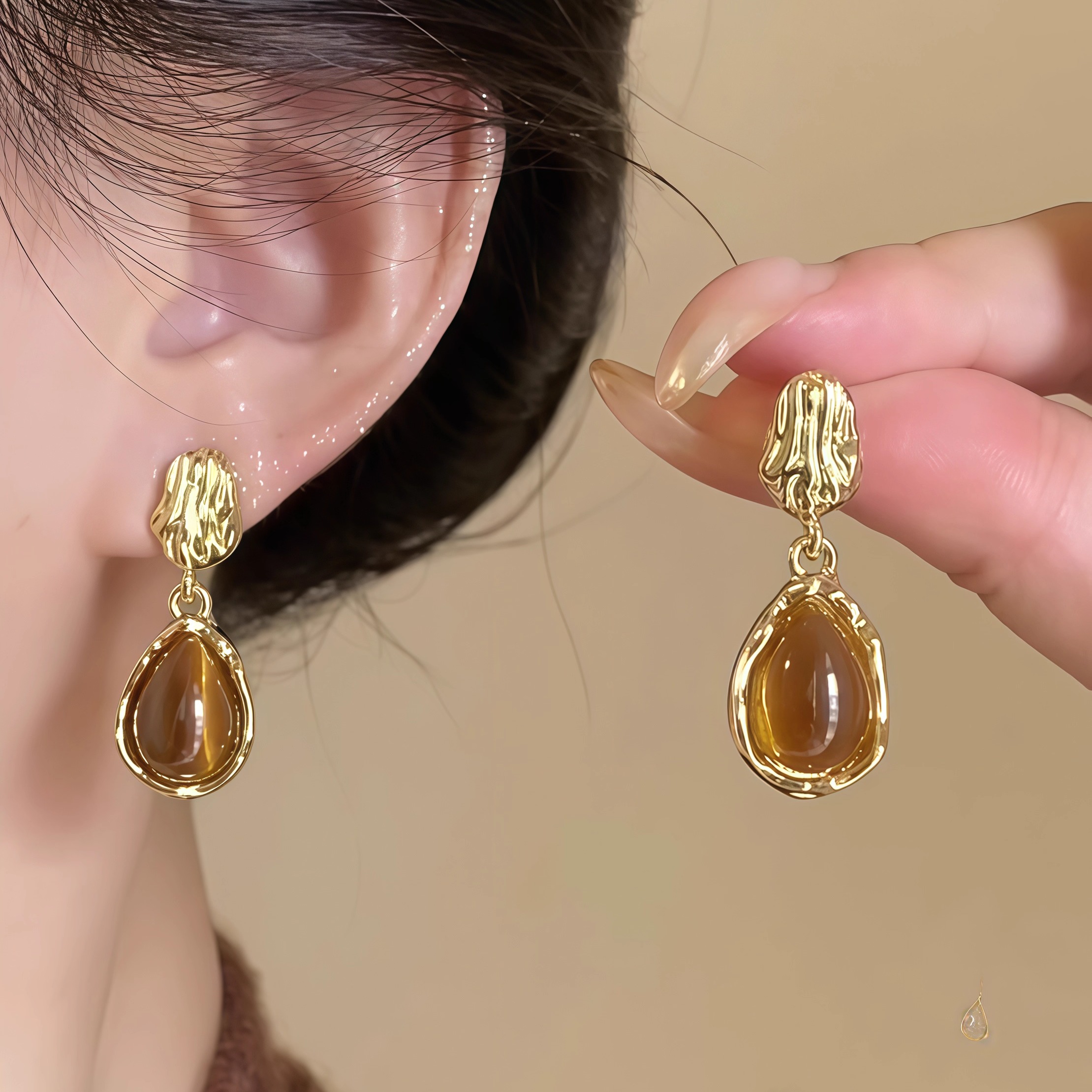 百搭精美耳环！秋冬气质美拉德色耳饰小众设计感耳钉简约耳坠拎环