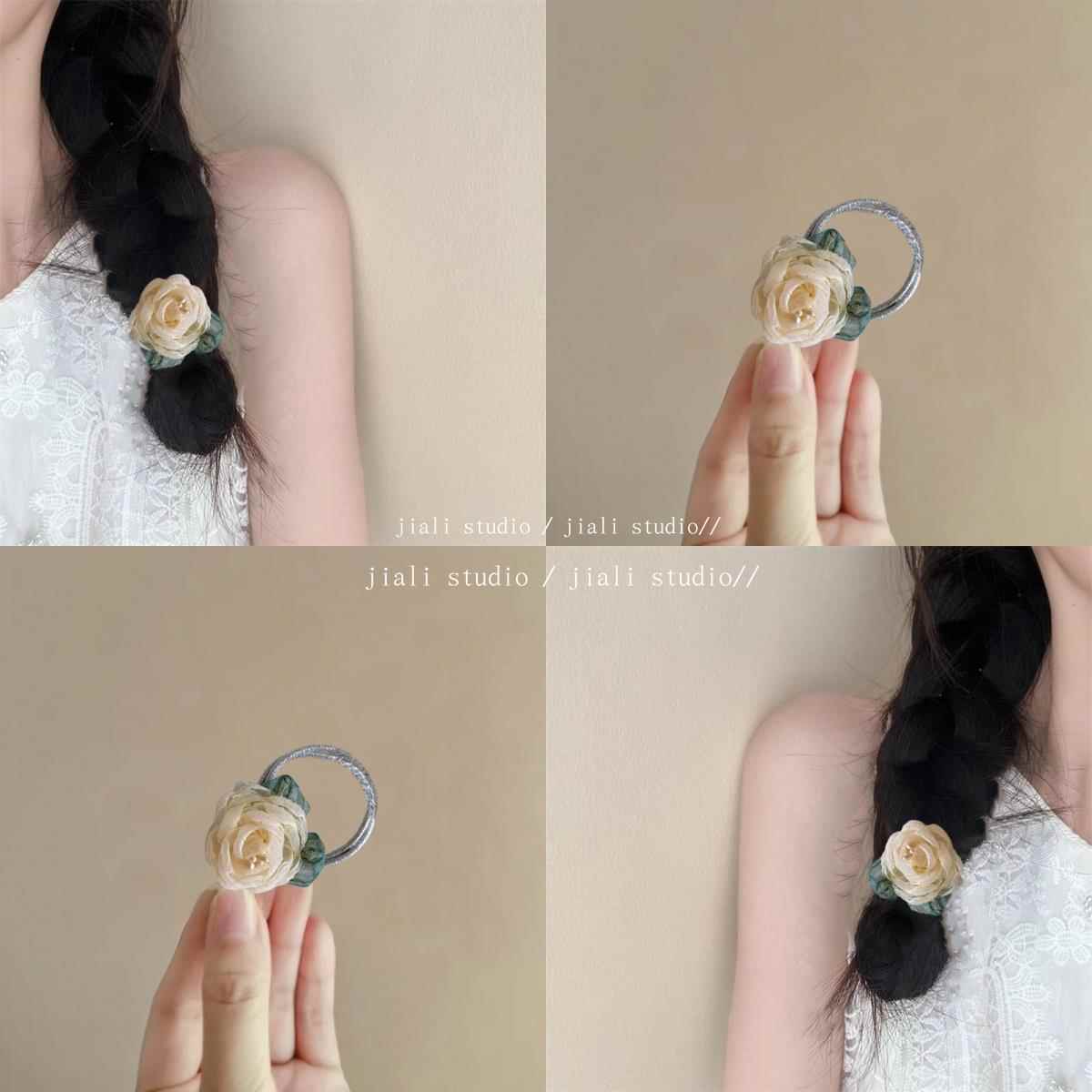 山茶花發夾雪紡花朵發圈