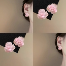 秘密花园 气质高级感轻奢小众耳夹耳饰拎环 粉色晕染山茶花耳钉