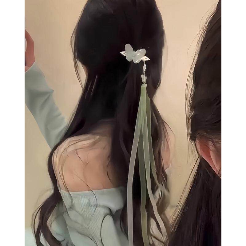 蝴蝶流苏飘带发夹双马尾发饰