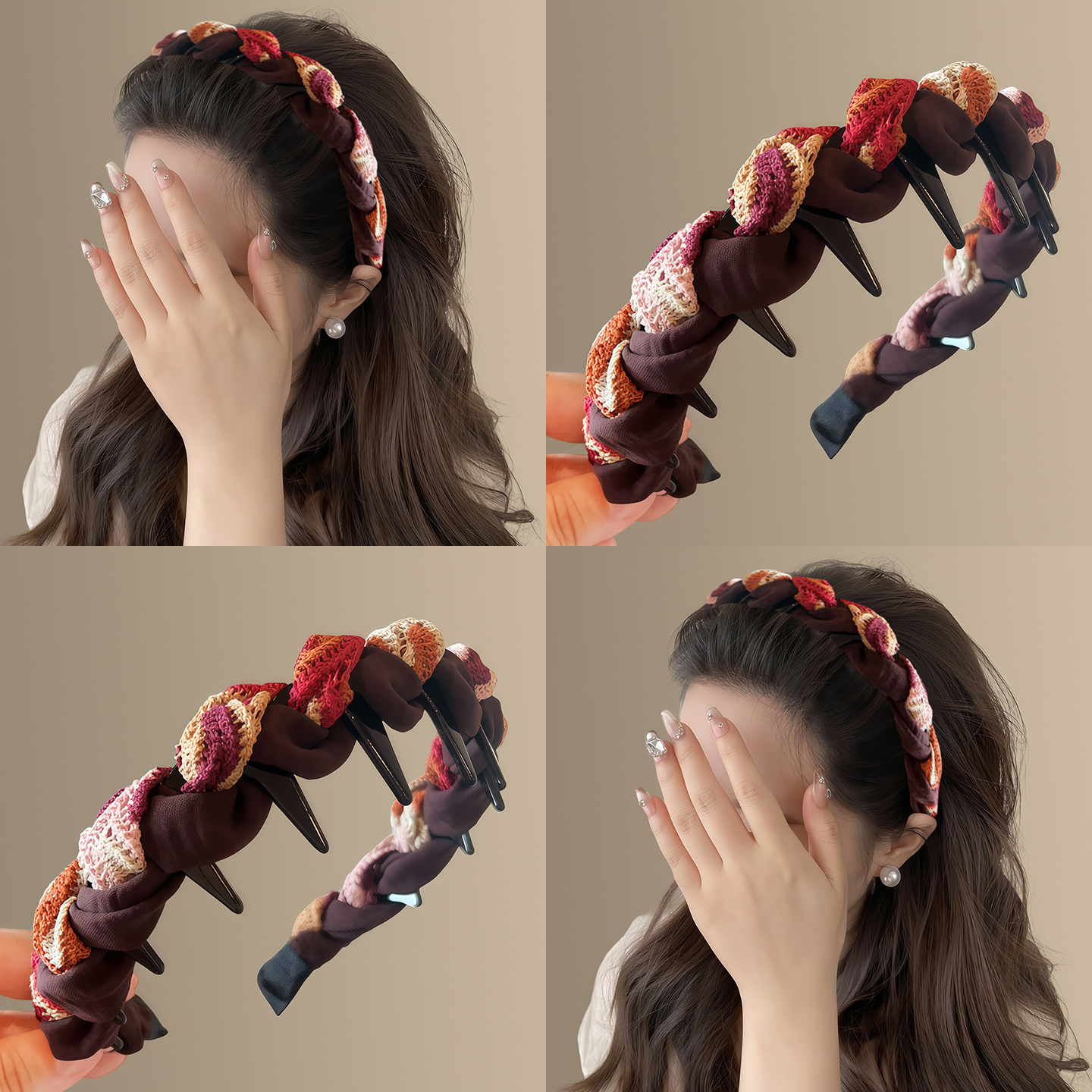 温柔氛围感拼色绕线带齿发箍