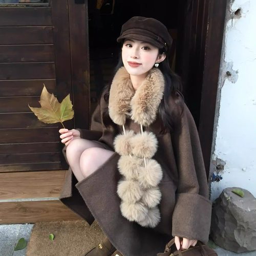 2025爆款百搭毛绒毛球围巾毛毛领