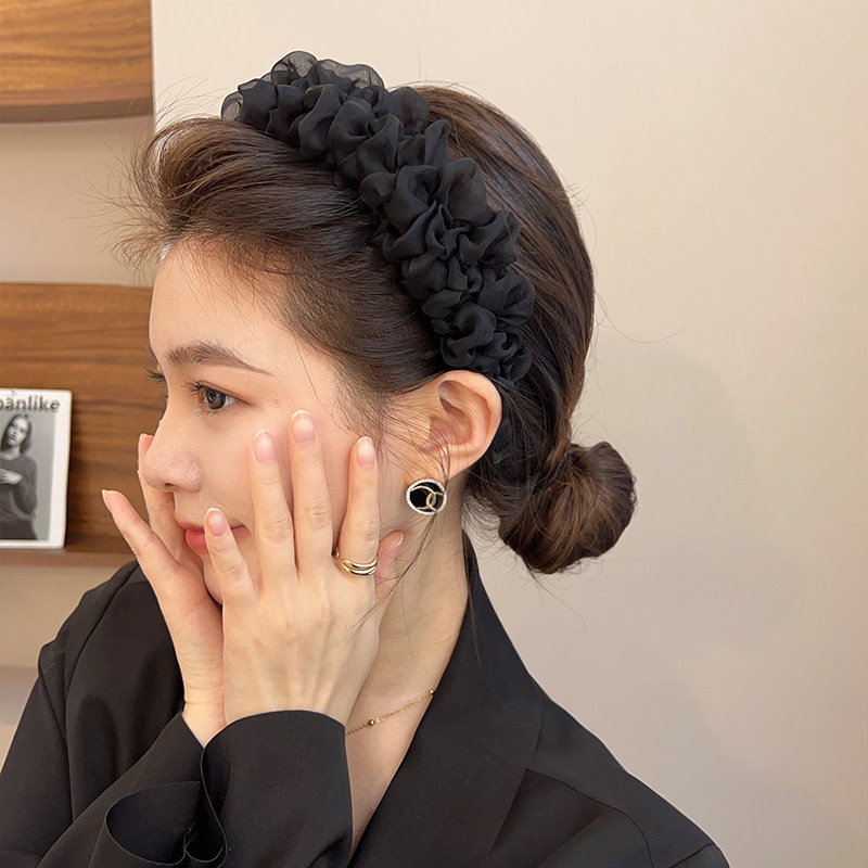 網紗褶皺發卡高顱頂洗臉