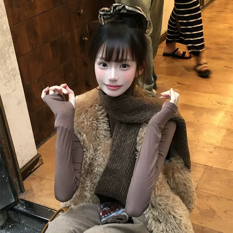 费尔岛提花针织围巾长款围脖