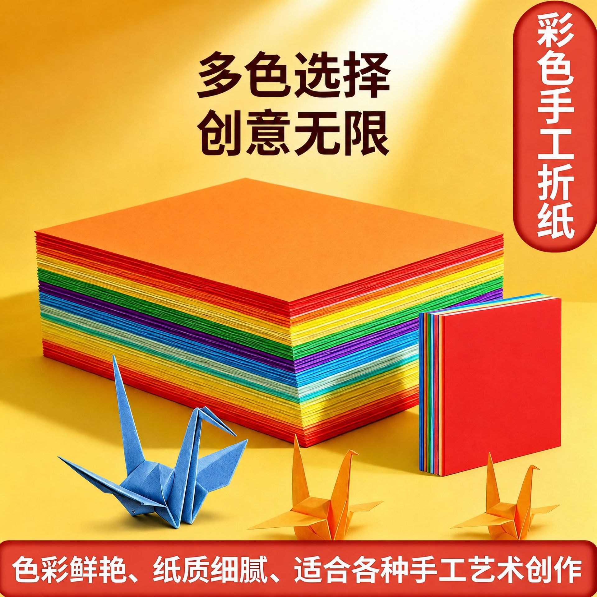 彩色折纸正方形15cm幼儿园手工纸单色剪纸儿童手工彩纸卡纸a4红色折纸专用纸绿色粉色玫瑰花千纸鹤小学生