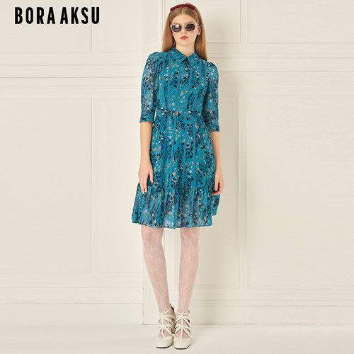 BORAAKSU荷叶边印花连衣裙