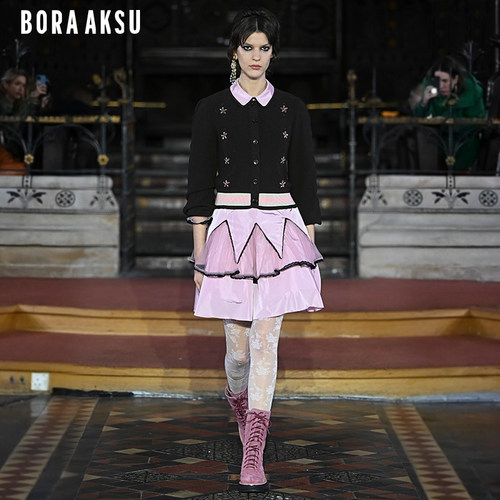 BORAAKSU塔夫绸网纱拼接礼服裙