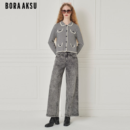 BORAAKSU千鸟格羊毛针织开衫